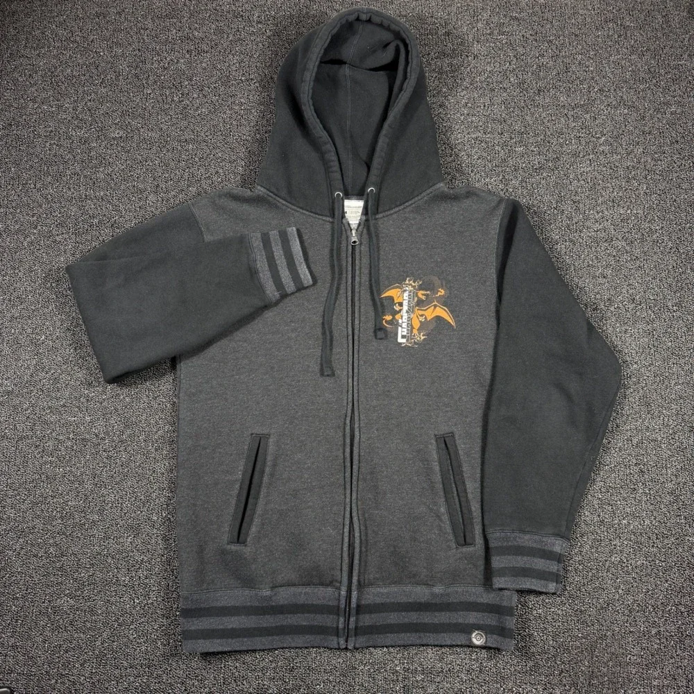 Pokemon Center Charizard Full Zip Hoodie Mens Medium Grey Black‎ 2019 Graphic